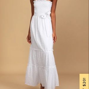 Strapless eyelet maxi dress